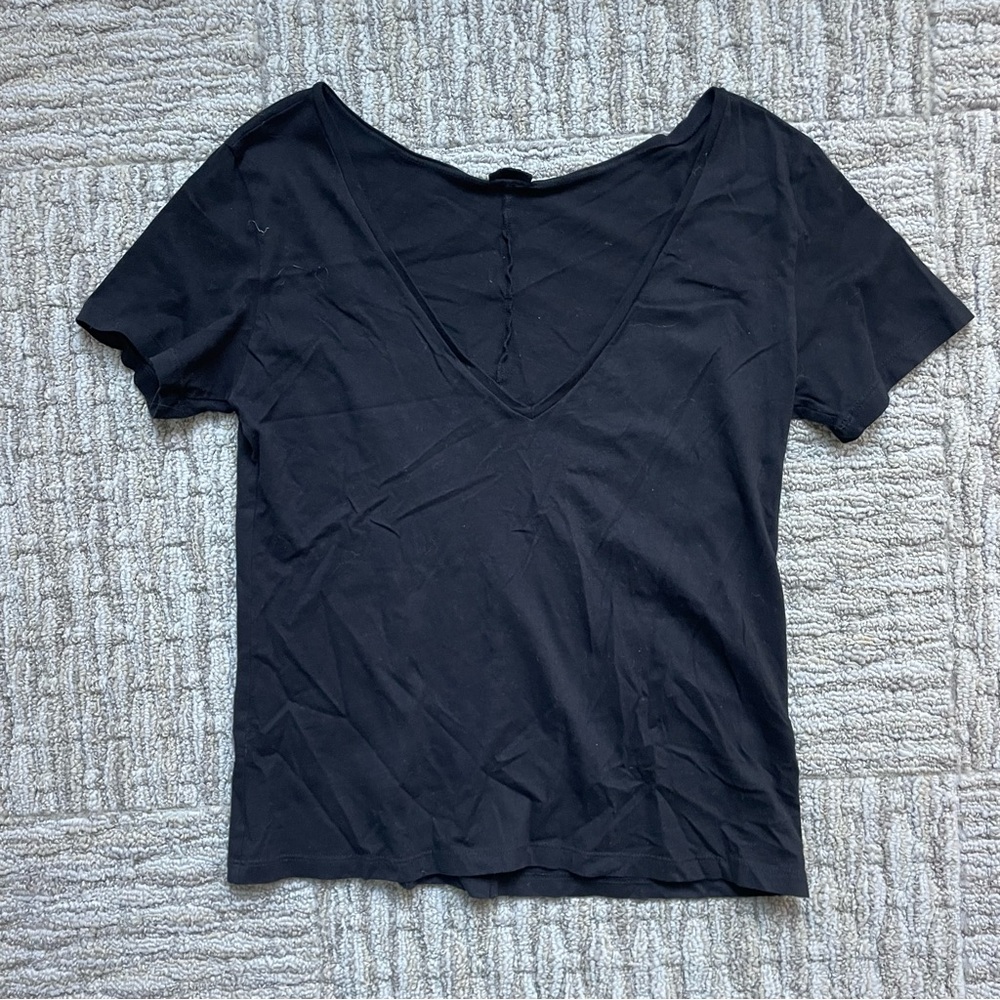 John Galt Black V-Neck Women's Top